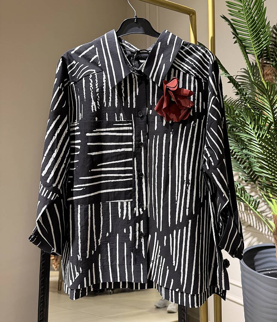BROŞ DETAYLI COTTON GÖMLEK - 1