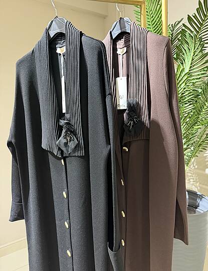 BROŞ YAKA DETAYLI ÇELİK ÖRME HIRKA - 3
