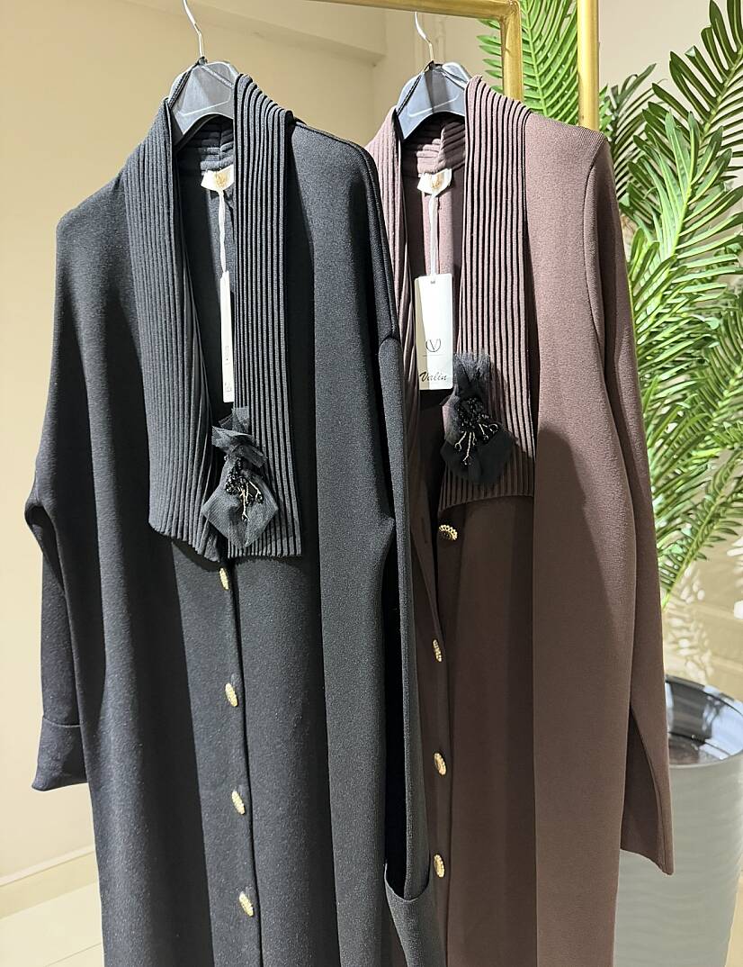 BROŞ YAKA DETAYLI ÇELİK ÖRME HIRKA - 3