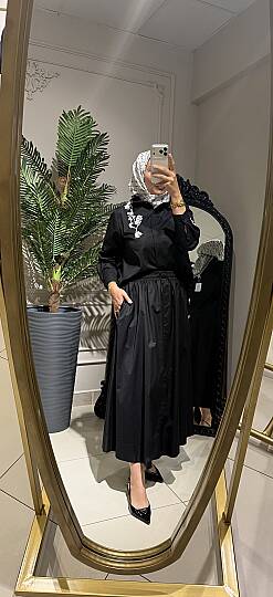İŞLEME DETAYLI COTTON GÖMLEK  - 5