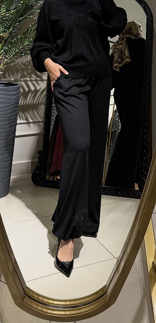 PAÇA BÜZGÜ DETAYLI LASTİKLİ PANTOLON - 2