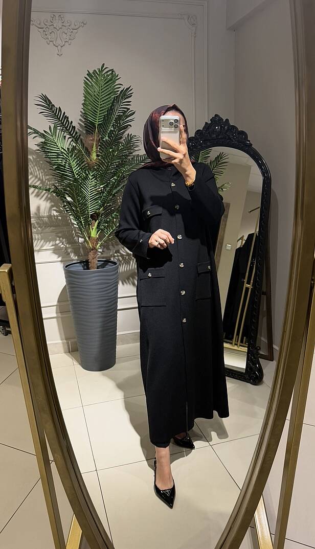 YIRTMAÇ DÜĞME DETAYLI ÇELİK ÖRME HIRKA - 1